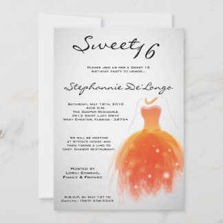 12x18 Orange Dress Sweet 16 Geburtstagseinladung Einladung