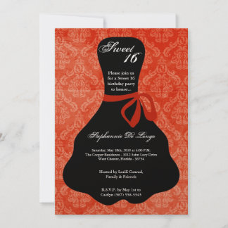 12x18 Orange Dress Sweet 16 Geburtstagseinladung Einladung