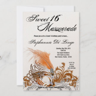 12x18 Orange Masquerade Sweet 16 Geburtstag Einlad Einladung