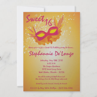 12x18 Orange Masquerade Sweet 16 Geburtstag Einlad Einladung