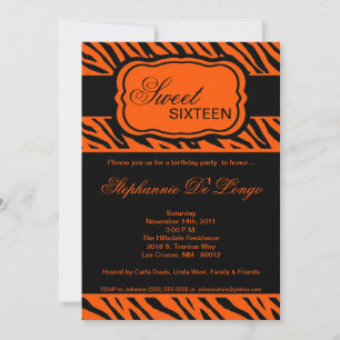 12x18 Orange Zebra Print Geburtstagsparty Einladun Einladung