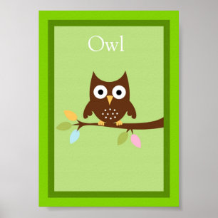 12x18 Owl Forest Friends Wall Kunst Poster