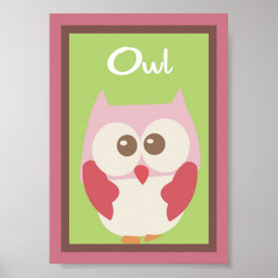 12x18 Owl Wall Kunst Liebe und Natur Girl Woodland Poster