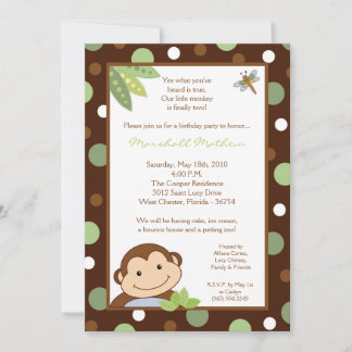 12x18 Papgayo Monkey Jungle Geburtstag Einladung
