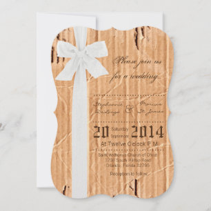 12x18-Pappe Weißer Ribbon Hochzeitsempfang Einladung