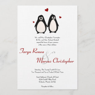12x18 Penguin Liebe Paare Hochzeit Einladung