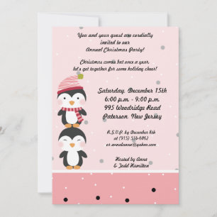 12x18 Penguin Süssen Polka Dots Einladung
