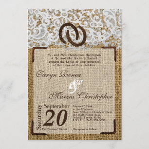 12x18 Pferdeschuhe auf Burlap Lace Hochzeit Einlad Einladung