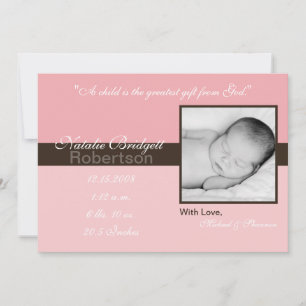 12x18 Pink Brown Band Strip Foto Geburtsankündigun Ankündigung