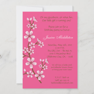 12x18 Pink Cherry Blossom Geburtstagsparty Einladu Einladung