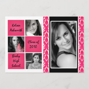 12x18 Pink Damask Foto Abschluss Ankündigung