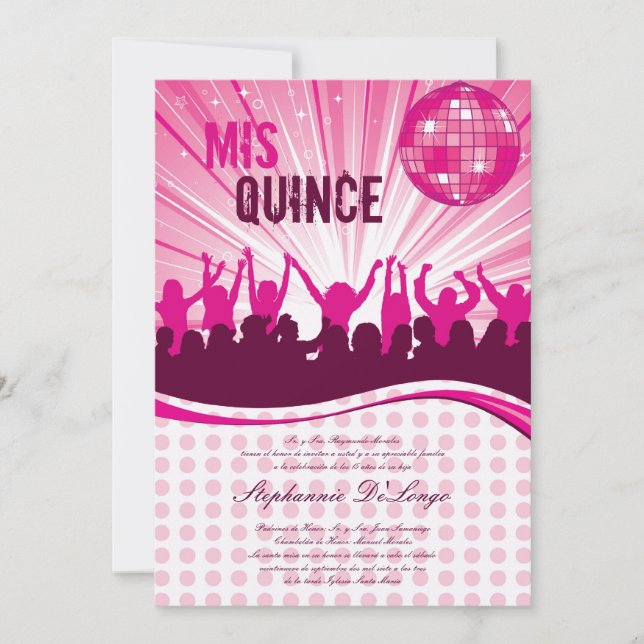 12x18 Pink Dance Party Quinceanera Einladung (Vorderseite)