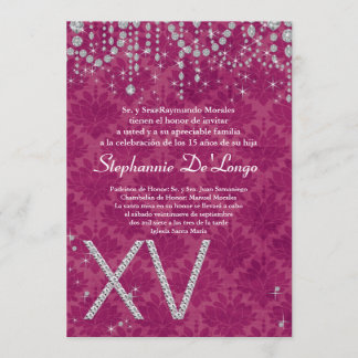 12x18 Pink Diamond Quinceanera Geburtstag Einladun Einladung