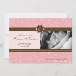 12x18 Pink Floral Foto Ankündigung Datum freihalte