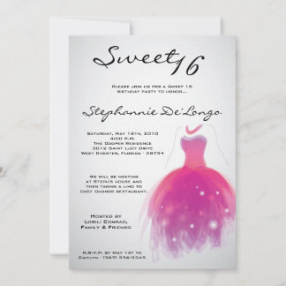 12x18 Pink Kleid Sweet 16 Geburtstag Einladung