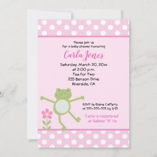 12x18 Pink Leap Frog Girl Dusche Einladung