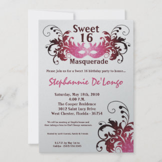 12x18 Pink Masquerade Sweet 16 Geburtstag Einladun Einladung