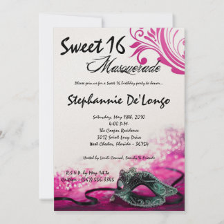 12x18 Pink Masquerade Sweet 16 Geburtstag Einladun Einladung