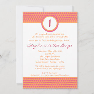 12x18 Pink & Orange Polka Dot Geburtstag Einladung