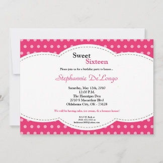 12x18 Pink Punkt Sweet 16 Geburtstag Einladung