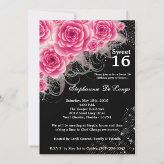 12x18 Pink Roses Blumensüß 16 Geburtstag Einladung