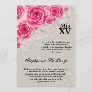 12x18 Pink Roses Quinceanera Geburtstag Einladung