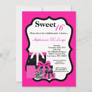 12x18 Pink Zebra präsentiert Geburtstagsparty Einl Einladung