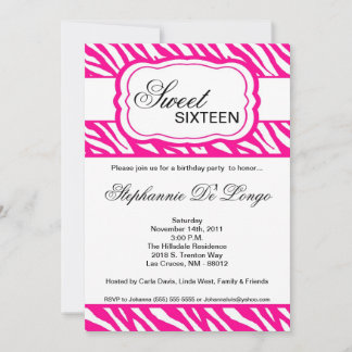 12x18 Pink Zebra Print Geburtstagsparty Einladung