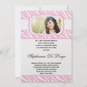 12x18 Pink Zebra Print Patter Quinceanera Einladun Einladung