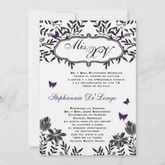 12x18 Purp Butterfly Quinceanera Geburtstag Einlad Einladung