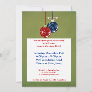 12x18 Red/Blue Hanging Ornaments Einladung