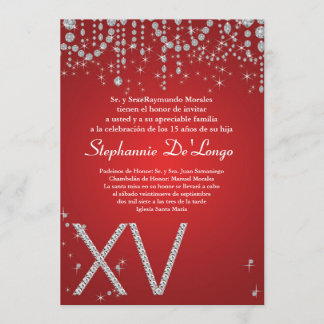 12x18 Red Diamond Quinceanera Geburtstag Einladung