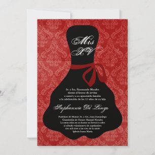 12x18 Red Dress Quinceanera Geburtstag Einladung
