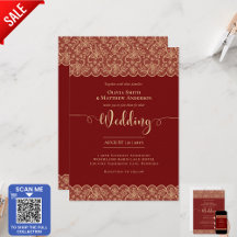 12x18 RED Gold Lace Wedding Print oder Download