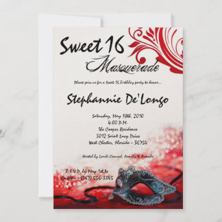 12x18 Red Masquerade Sweet 16 Geburtstag Einladung