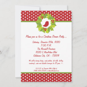 12x18 Red Robin Mistletoe Party Einladung