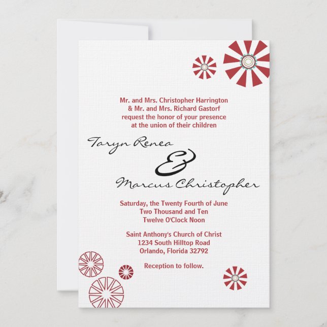 12x18 Retro Disk Blume Linen Hochzeit Einladung (Vorderseite)