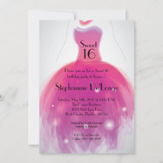 12x18 Rosa Kleid Süß 16 Geburtstagseinladung Einladung