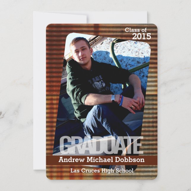 12x18 Rusted Corregated Metal Senior Ankündigung (Vorderseite)