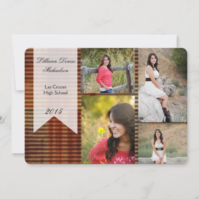 12x18 Rusted Corregated Metal Senior Ankündigung (Vorderseite)