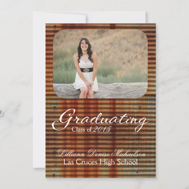 12x18 Rusted Corregated Metal Senior Ankündigung (Vorderseite)