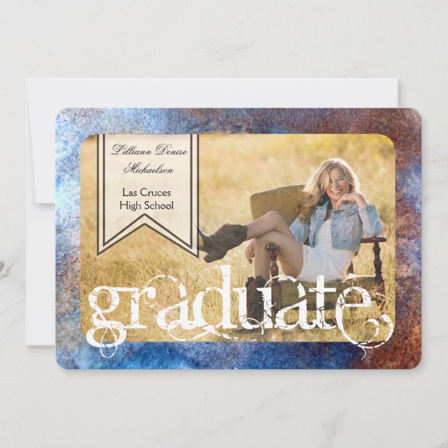 12x18 Rusted Metal Steel Grunge Senior Ankündigung (Vorderseite)