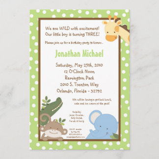 12x18 Safari Jungle ZooTier Einladung zum Geburtst