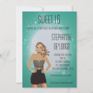 12x18 Sassy Blonde Girl Sweet 16 Geburtstag Einlad Einladung