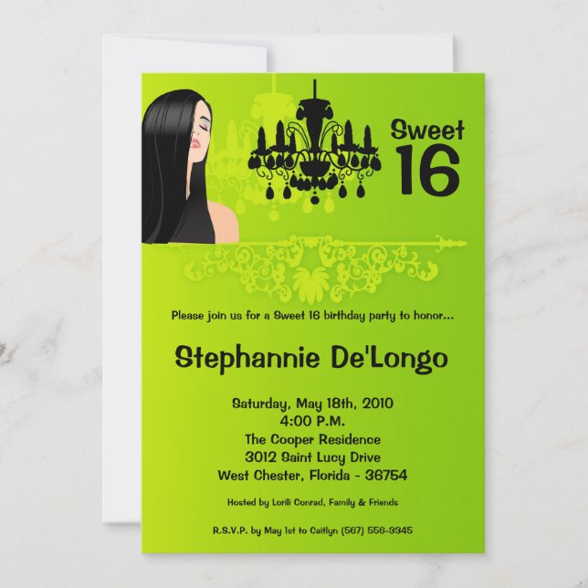 12x18 Sassy Girl Sweet 16 Geburtstag Einladung (Vorderseite)