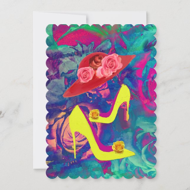 12x18 Scallope Heels und Hasen Einladung (Vorderseite)