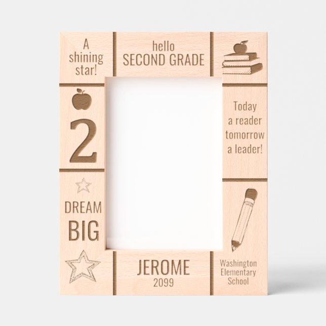 12x18 SECOND GRADE Foto für Grundschulen Geätzte Rahmen (Vorderseite)