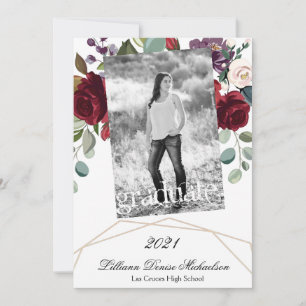 12x18 Senior Ankündigung White Roses Gold Geometri