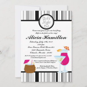 12x18 Silver Cocktails Bachelorette Einladung