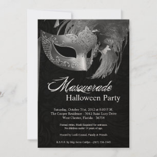 12x18 Silver Masquerade Halloween Einladung
